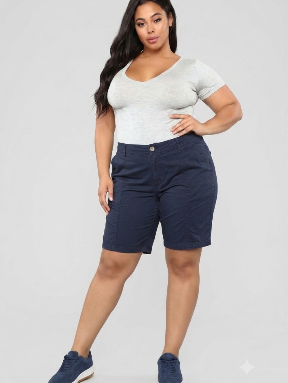 Joe Fresh Women's Plus Size 18W Dark Navy Blue Casual Chino Shorts